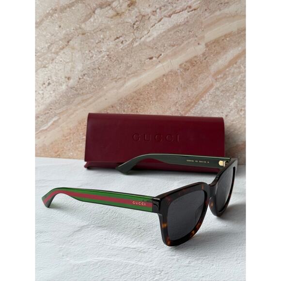 NEW Gucci GG0001/S Brown Havana Striped Arm Sunglasses main image 4